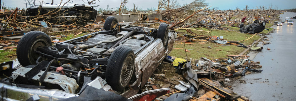 Tornado Damage on Car