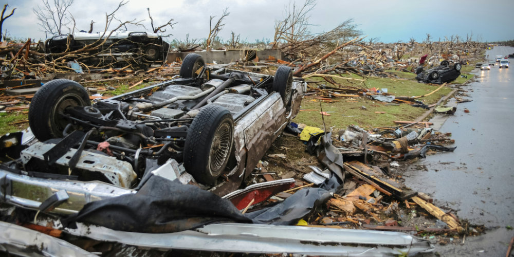 Tornado Damage on Car